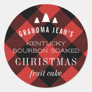Red Buffalo Plaid Christmas Tree Gift Classic Round Sticker