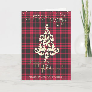 Red Buffalo Plaid Christmas Tree Happiest Holidays Holiday Card