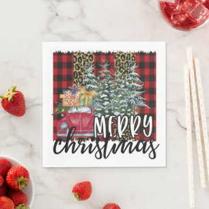 Red Buffalo Plaid Christmas Tree Napkin