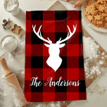 Red Buffalo Plaid & Deer | Personal Name Gift Tea Towel<br><div class="desc">Embrace the rustic charm of the great outdoors with our Red Buffalo Plaid & Deer Personalised Name Gift! Whether you're shopping for yourself or looking for a thoughtful gift,  this design brings a touch of wilderness to any occasion.</div>