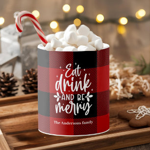 Red Buffalo Plaid “Eat, Drink & Be Merry" Mug