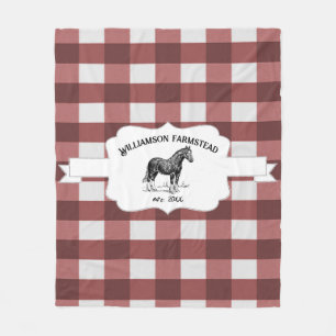 Red Buffalo Plaid Farm Horse Fleece Blanket