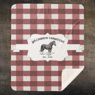 Red Buffalo Plaid Farm Horse Sherpa Blanket