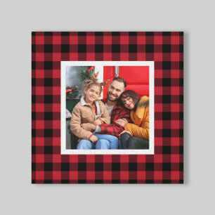 Red Buffalo Plaid Farmhouse Christmas Photo Canvas Print