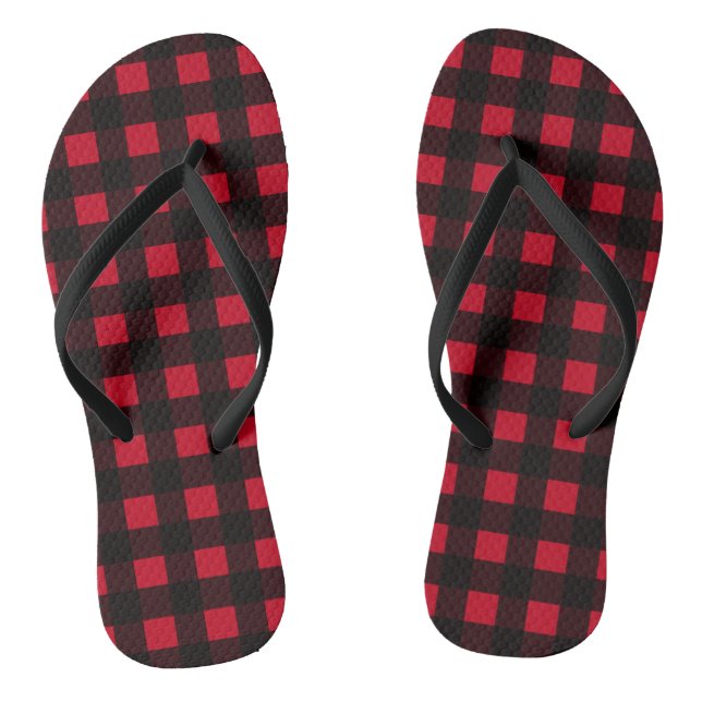 Red Buffalo Plaid Flip Flops (Footbed)