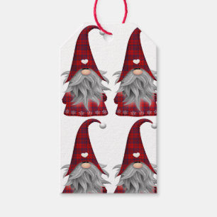  Red Buffalo Plaid Gnome Square Sticker Gift Tags