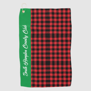 Red Buffalo Plaid Golf Towel / Custom Club Name