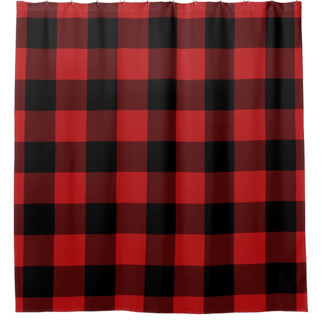 Red Buffalo Plaid Home Decor Shower Curtain (Front)
