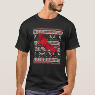 Red Buffalo Plaid Horse Lovers Ugly Xmas Family Ma T-Shirt