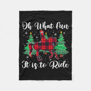 Red Buffalo Plaid Horse Oh What Fun It Is To Ride Fleece Blanket