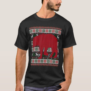 Red Buffalo Plaid Hyena Lovers Ugly Xmas Family Ma T-Shirt