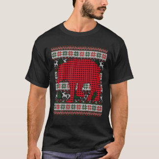 Red Buffalo Plaid Hyena Lovers Ugly Xmas Family Ma T-Shirt