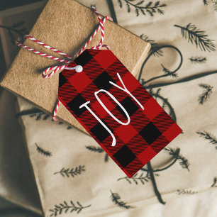 Red Buffalo Plaid & Joy Happy Holiday Gift Tags