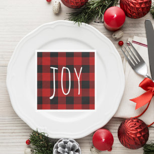 Red Buffalo Plaid & Joy   Happy Holiday Napkin