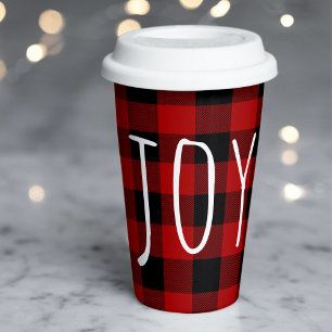 Red Buffalo Plaid & Joy   Happy Holiday Paper Cups