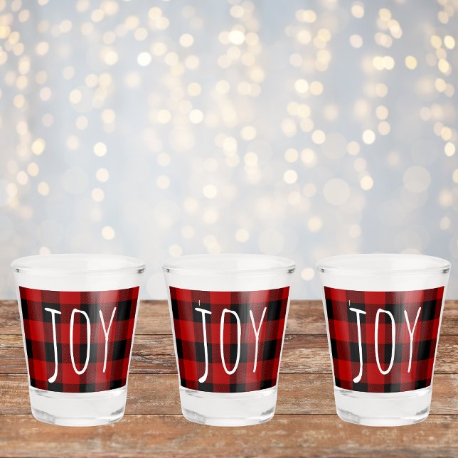 Red Buffalo Plaid & Joy | Happy Holiday Shot Glass (Creator Uploaded)