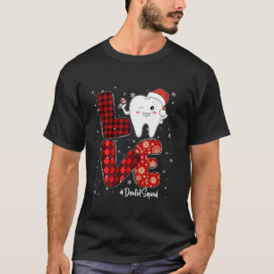 Red Buffalo Plaid Love Dental Squad Dentist Teeth  T-Shirt