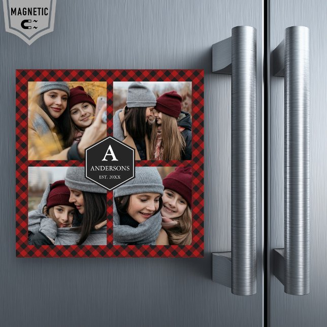 Red Buffalo Plaid Lumberjack Family Photo Collage (Creator Uploaded)