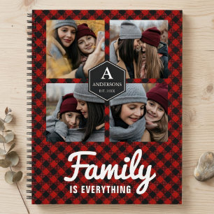 Red Buffalo Plaid Lumberjack Family Photo Collage Notebook