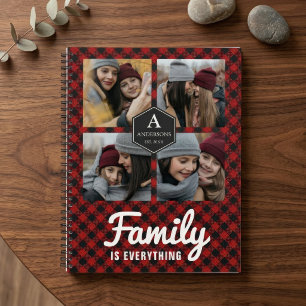 Red Buffalo Plaid Lumberjack Family Photo Collage Planner