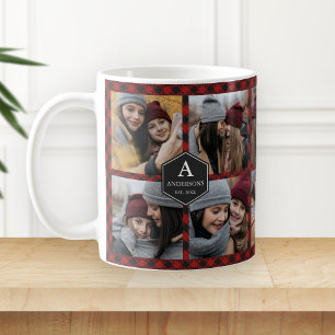 Red Buffalo Plaid Lumberjack Photo Collage Coffee Mug