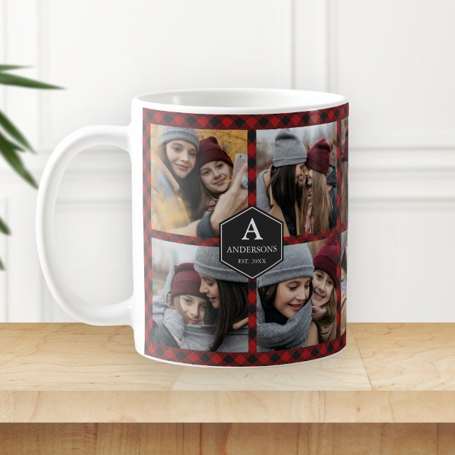 Red Buffalo Plaid Lumberjack Photo Collage Coffee Mug (Creator Uploaded)