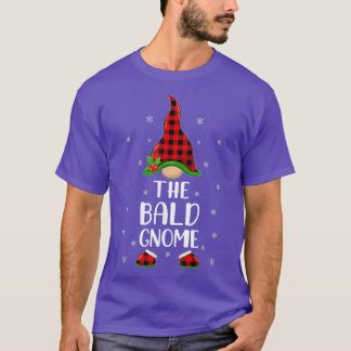 Red Buffalo Plaid Matching The Bald Gnome Christma T-Shirt