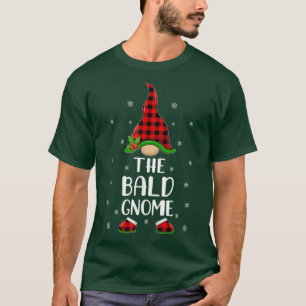 Red Buffalo Plaid Matching The Bald Gnome Christma T-Shirt