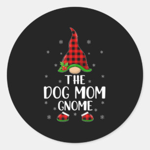Red Buffalo Plaid Matching The Dog Mum Gnome Chris Classic Round Sticker