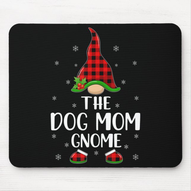 Red Buffalo Plaid Matching The Dog Mum Gnome Chris Mouse Mat (Front)