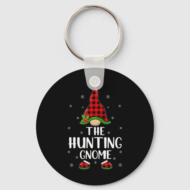 Red Buffalo Plaid Matching The Hunting Gnome Chris Key Ring (Front)