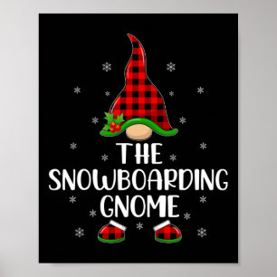 Red Buffalo Plaid Matching The Snowboarding Gnome Poster