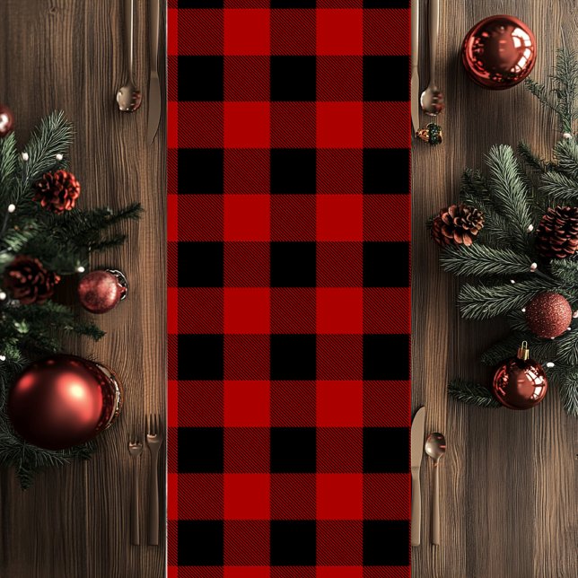 Red Buffalo Plaid & Merry Christmas Medium Table Runner (Creator Uploaded)