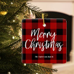 Red Buffalo Plaid & Merry Christmas |Personal Name Ceramic Ornament<br><div class="desc">Get ready to infuse your holiday season with a touch of rustic charm and personalised warmth with our Red Buffalo Plaid & Merry Christmas collection! Whether you're decorating your home or searching for the perfect gift, these festive items are designed to bring joy and comfort to your celebrations.Spread joy, warmth,...</div>