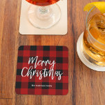 Red Buffalo Plaid & Merry Christmas |Personal Name Glass Coaster<br><div class="desc">Get ready to infuse your holiday season with a touch of rustic charm and personalised warmth with our Red Buffalo Plaid & Merry Christmas collection! Whether you're decorating your home or searching for the perfect gift, these festive items are designed to bring joy and comfort to your celebrations.Spread joy, warmth,...</div>