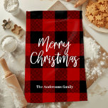 Red Buffalo Plaid & Merry Christmas |Personal Name Tea Towel<br><div class="desc">Get ready to infuse your holiday season with a touch of rustic charm and personalised warmth with our Red Buffalo Plaid & Merry Christmas collection! Whether you're decorating your home or searching for the perfect gift, these festive items are designed to bring joy and comfort to your celebrations.Spread joy, warmth,...</div>