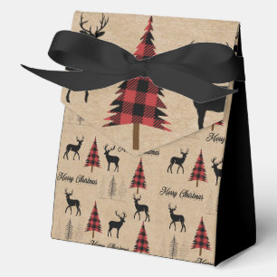 Red Buffalo Plaid & Merry Christmas Woodlands  Favour Box