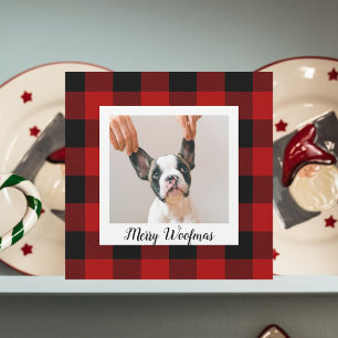 Red Buffalo Plaid & Merry Woofmas With Dog Photo