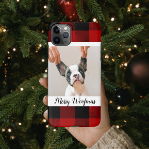 Red Buffalo Plaid & Merry Woofmas With Dog Photo iPhone 11Pro Max Case