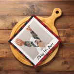 Red Buffalo Plaid & Merry Woofmas With Dog Photo Tea Towel<br><div class="desc">Red Buffalo Plaid & Merry Woofmas With Dog Photo</div>
