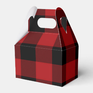 Red Buffalo Plaid Modern Rustic Country Party Favour Box