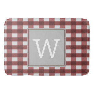 Red Buffalo Plaid Monogram Bath Mat