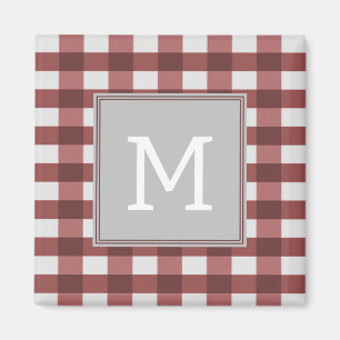 Red Buffalo Plaid Monogram Magnet