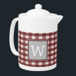 Red Buffalo Plaid Monogram Teapot<br><div class="desc">Add your initials or other text to customise this simple and rustic Buffalo Plaid Monogram Teapot. This trendy and chic teapot would make a perfect accent to your table or decor.</div>