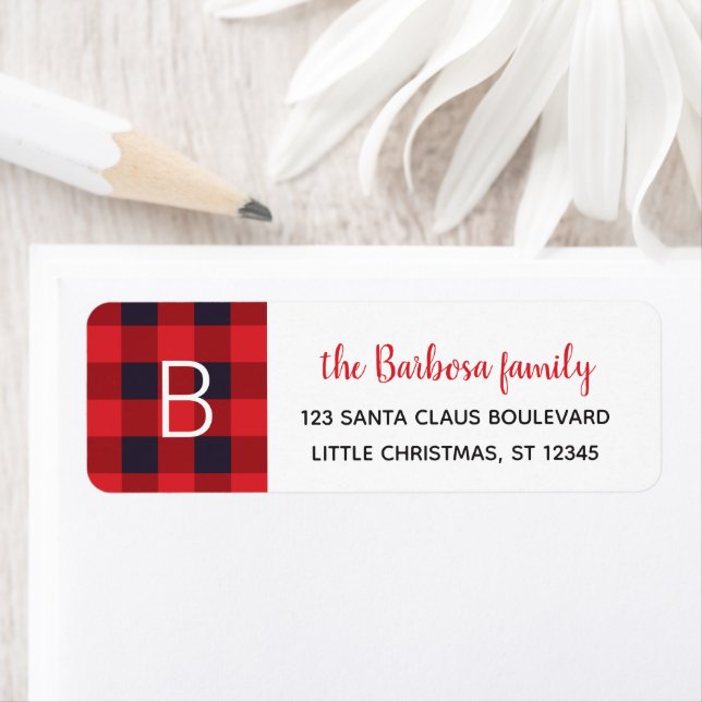 Red Buffalo Plaid Monogrammed Christmas Initial (Insitu)