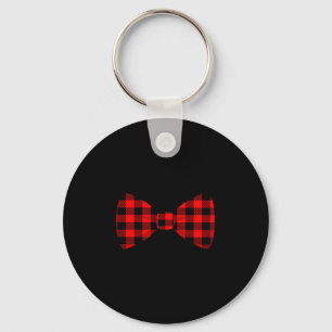 Red Buffalo Plaid Neck Bow Tie Matching Christmas  Key Ring