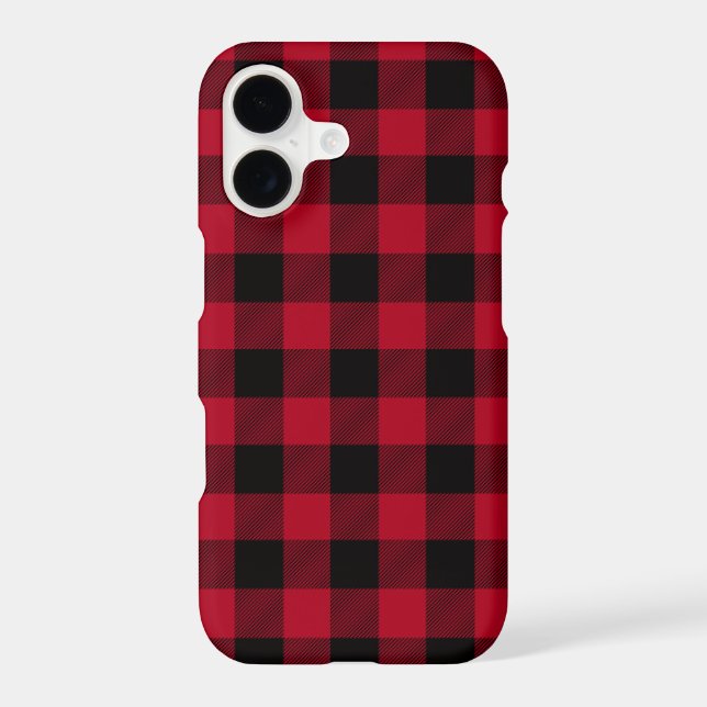 Red Buffalo Plaid on Black Pattern Rustic (Back)