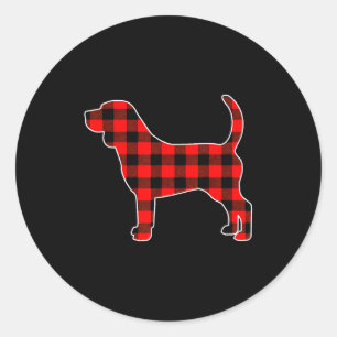 Red Buffalo Plaid Pajama Beagle Christmas Dog Love Classic Round Sticker