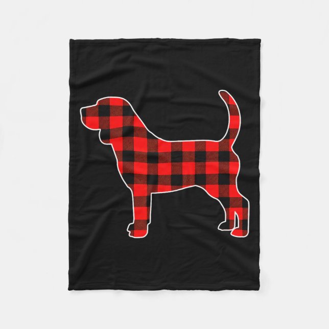 Red Buffalo Plaid Pajama Beagle Christmas Dog Love Fleece Blanket (Front)