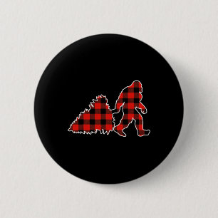 Red Buffalo Plaid Pajama Bigfoot Christmas 6 Cm Round Badge